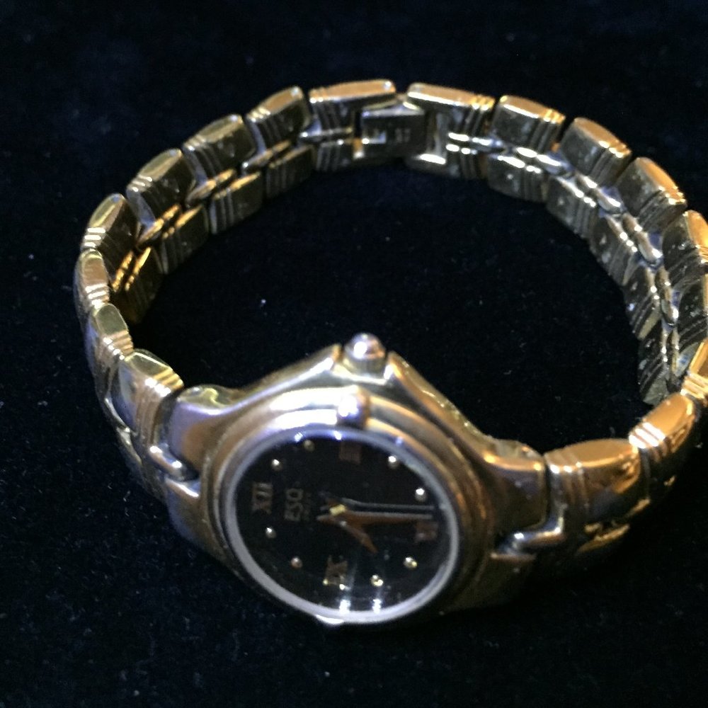 ESQ Black Dial Gold Tone Ladies Watch